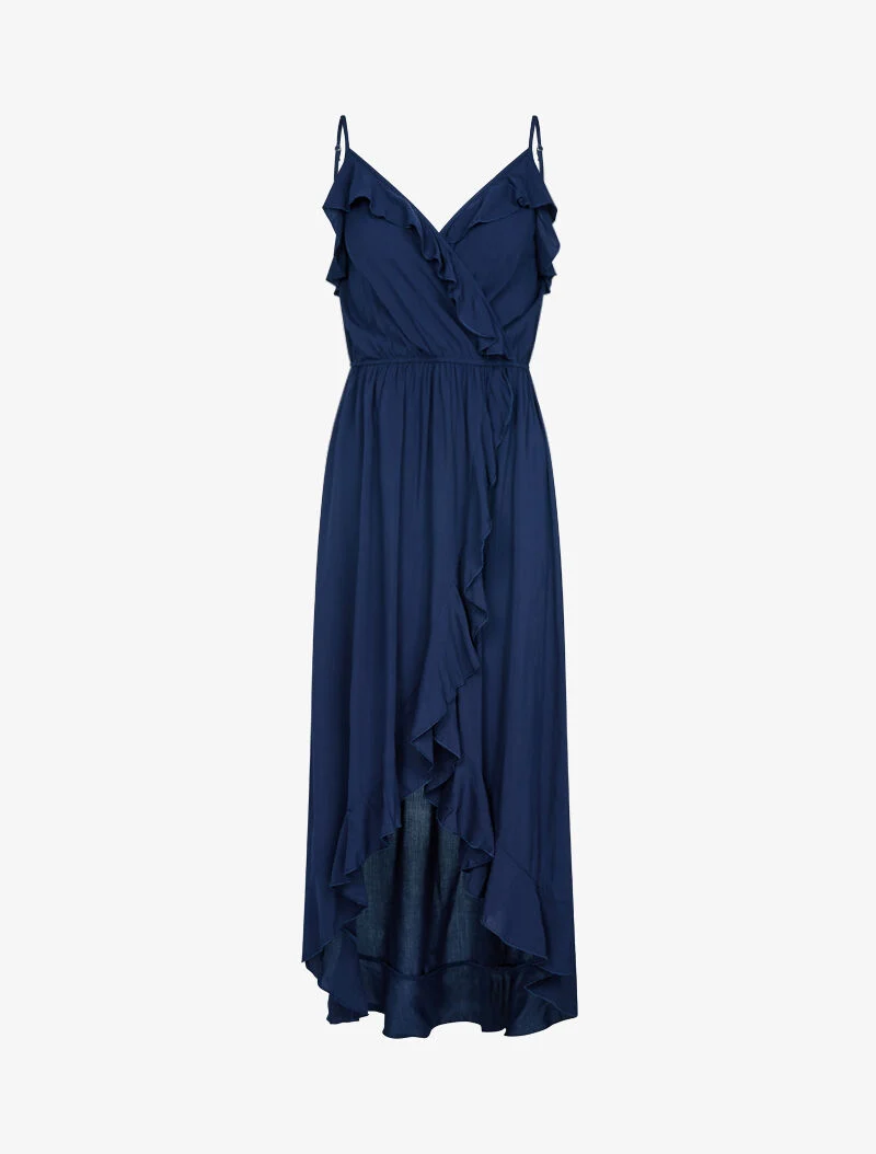 Wickelkleid mit Rüschen - Marine