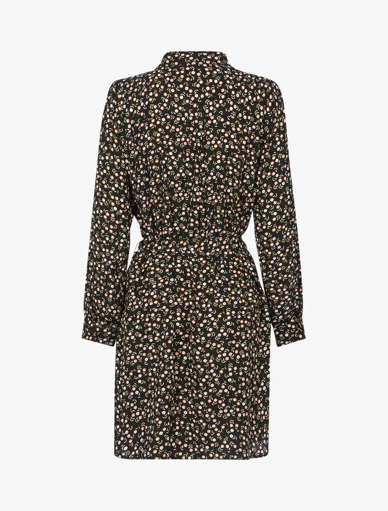 Kleid mit kleinem Blumenmuster - schwarz