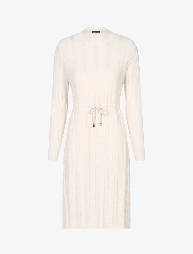 Kleid mit Kordelzug - beige