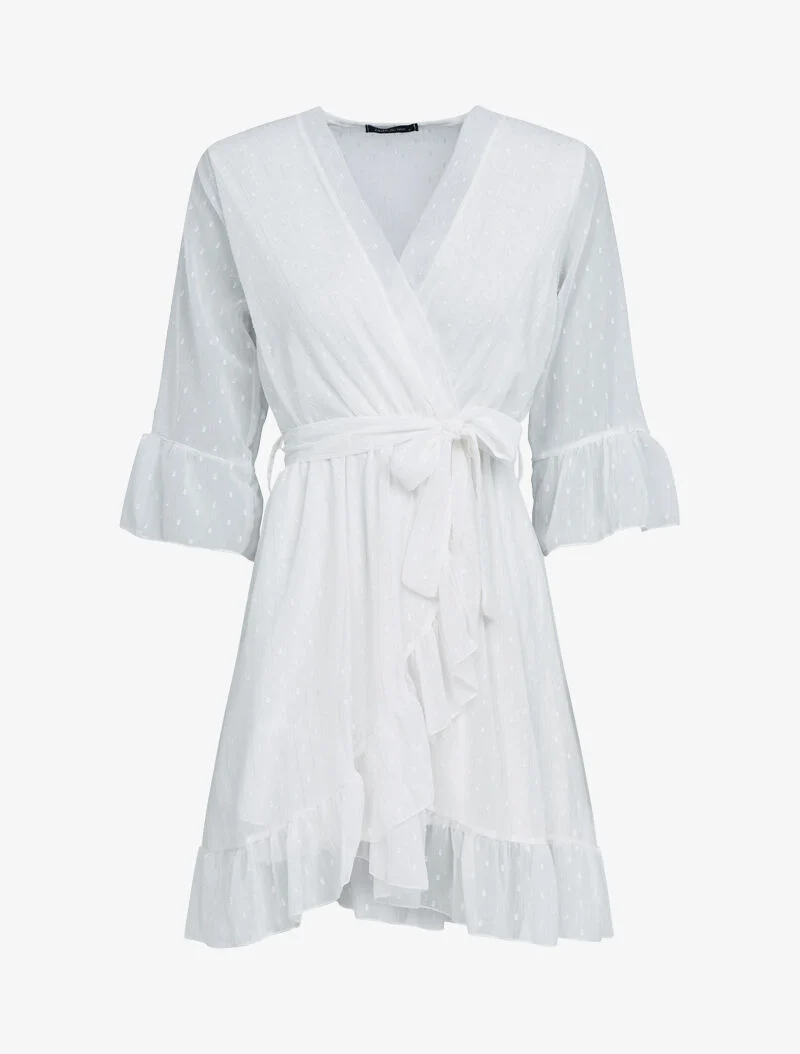 Rüschenbluse mit schimmernden Details - weiß