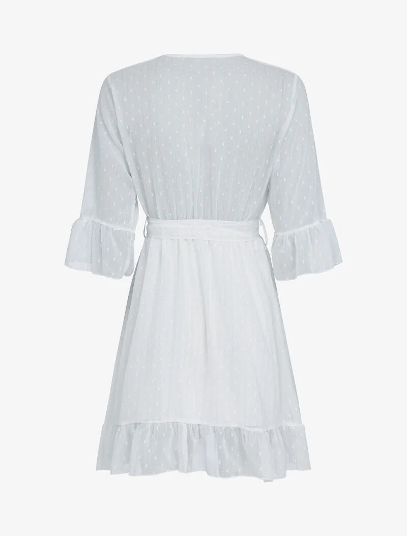 Rüschenbluse mit schimmernden Details - weiß