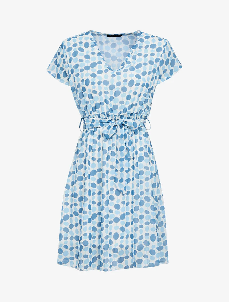 Kleid aus bedrucktem Voile - Himmelblau