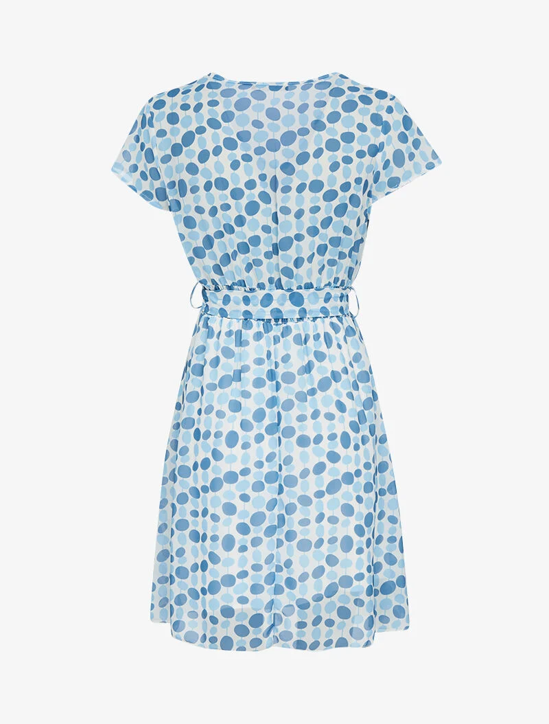 Kleid aus bedrucktem Voile - Himmelblau