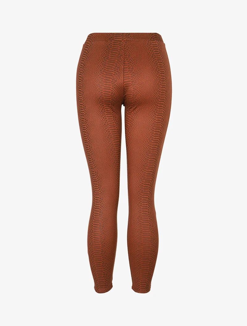 Dicke Leggings mit Schlangenprint - Kamel