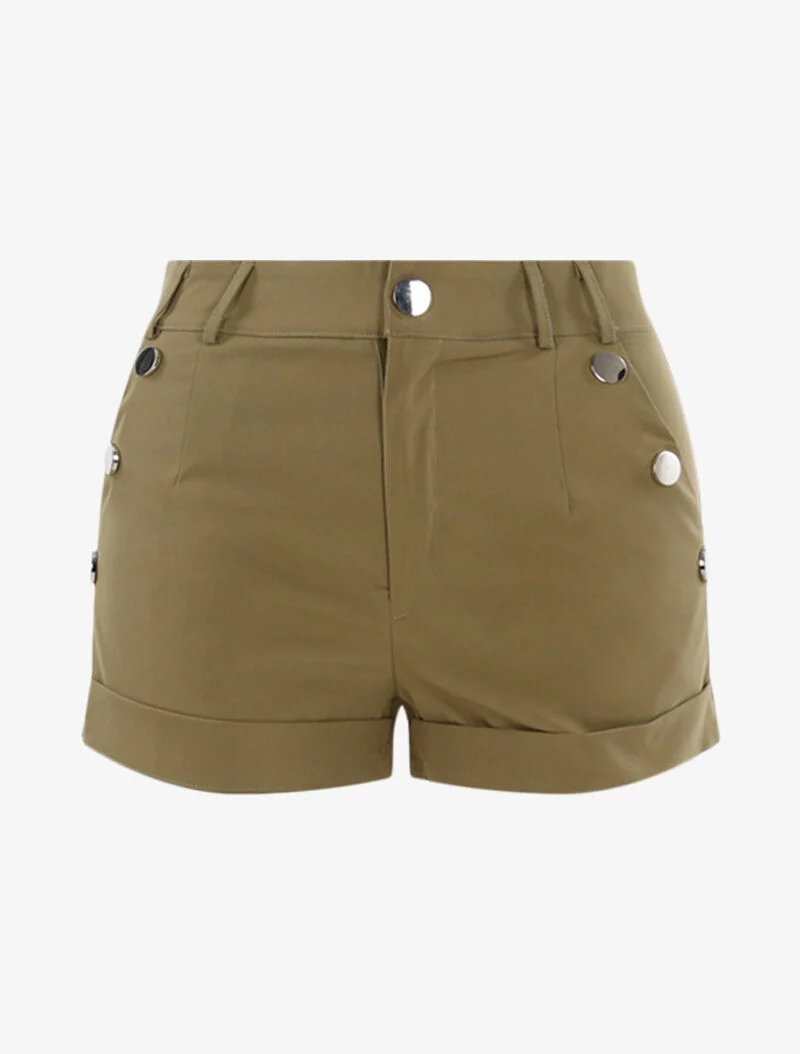 Shorts mit dekorativen Knöpfen - Kaki