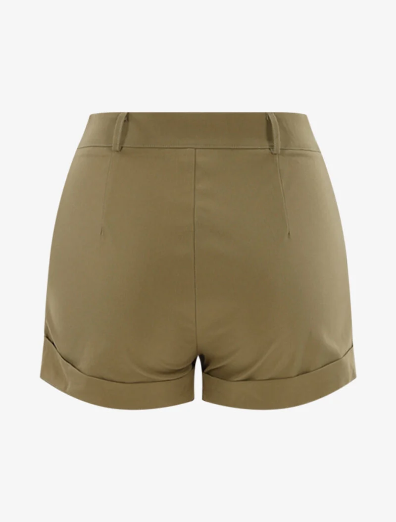 Shorts mit dekorativen Knöpfen - Kaki