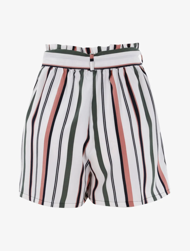 Gestreifte weite Shorts - weiß