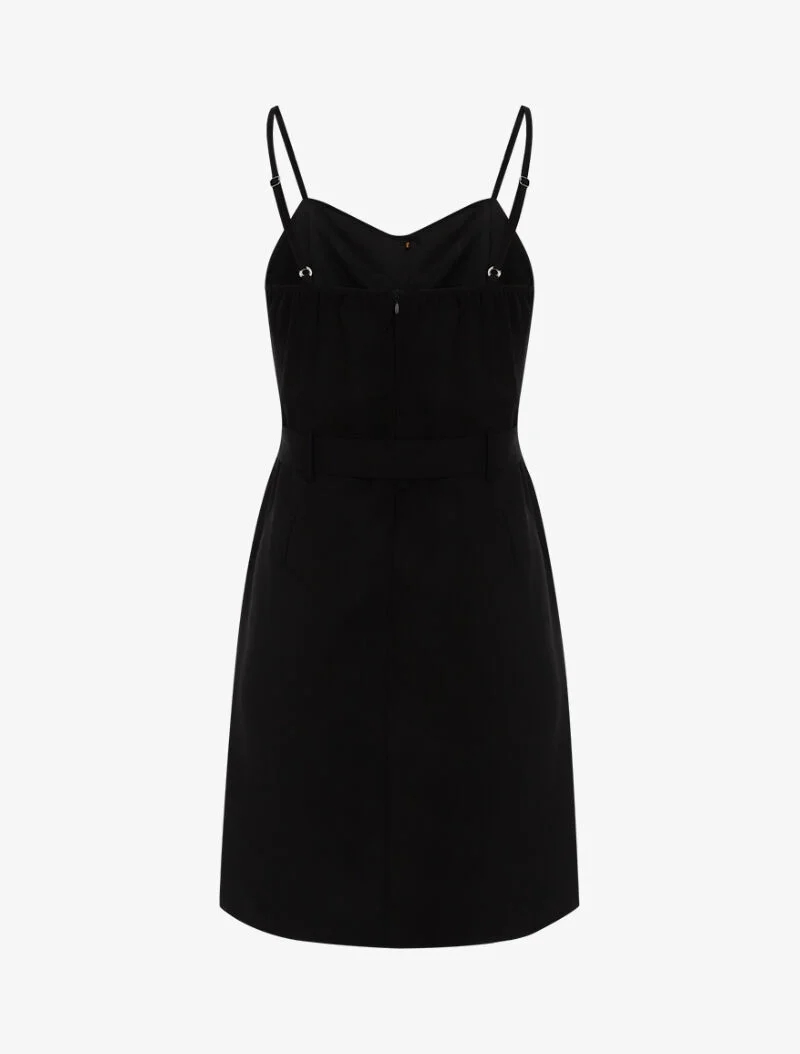 Kleid mit Knopfleiste und Rüschen - schwarz