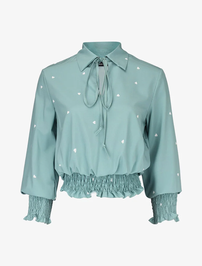 Herzbedrucktes Crop-Top - Türkis