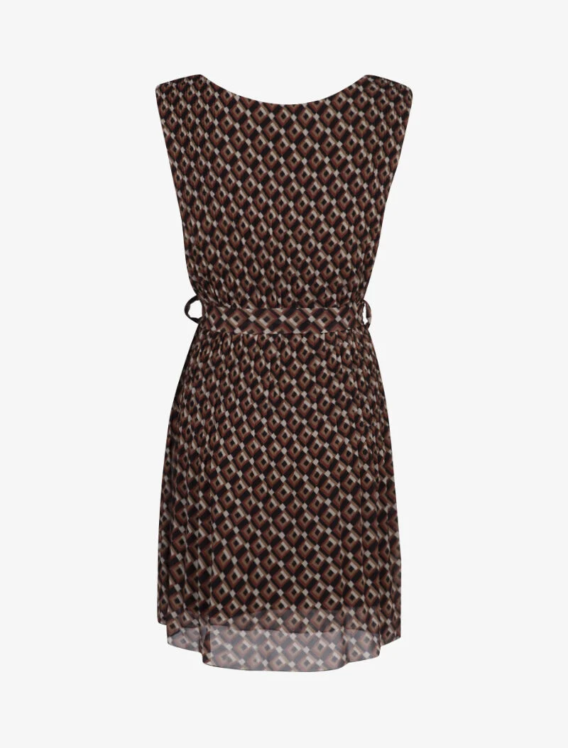 Waffelkleid mit 70er-Jahre-Print - schwarz