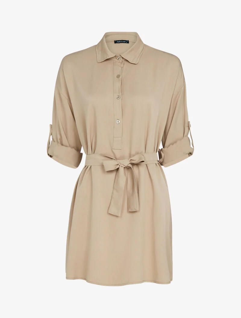 Fließende, gegürtete Sahara-Jacke - Kamel