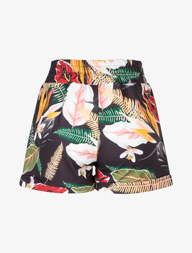 Bedruckte Shorts mit Saum - schwarz