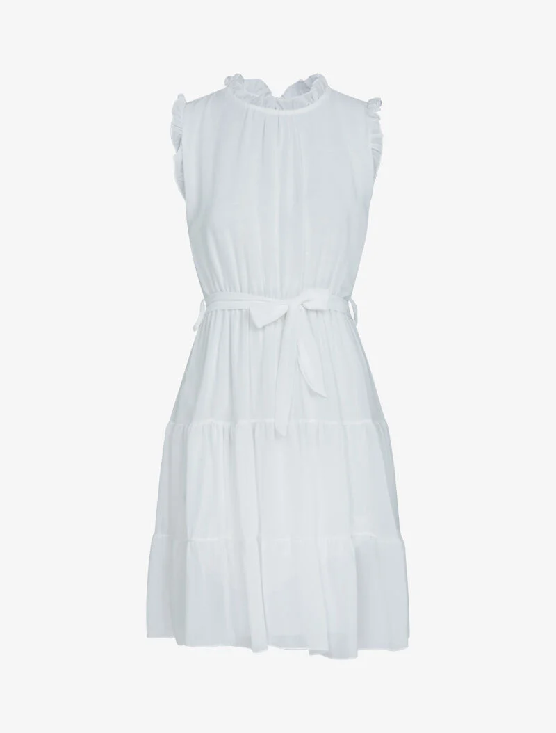 Kleid aus Rüschenstoff - Ecru