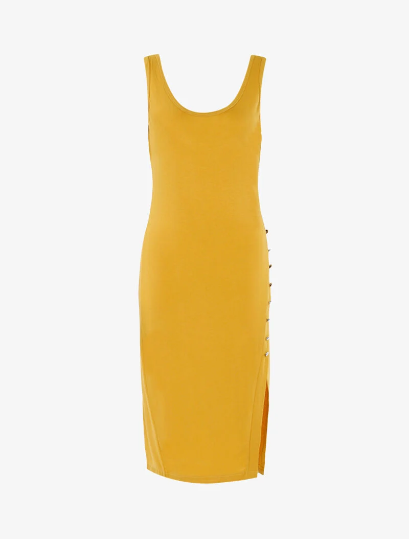 Basis-Kleid mit Knopfleiste - gelb