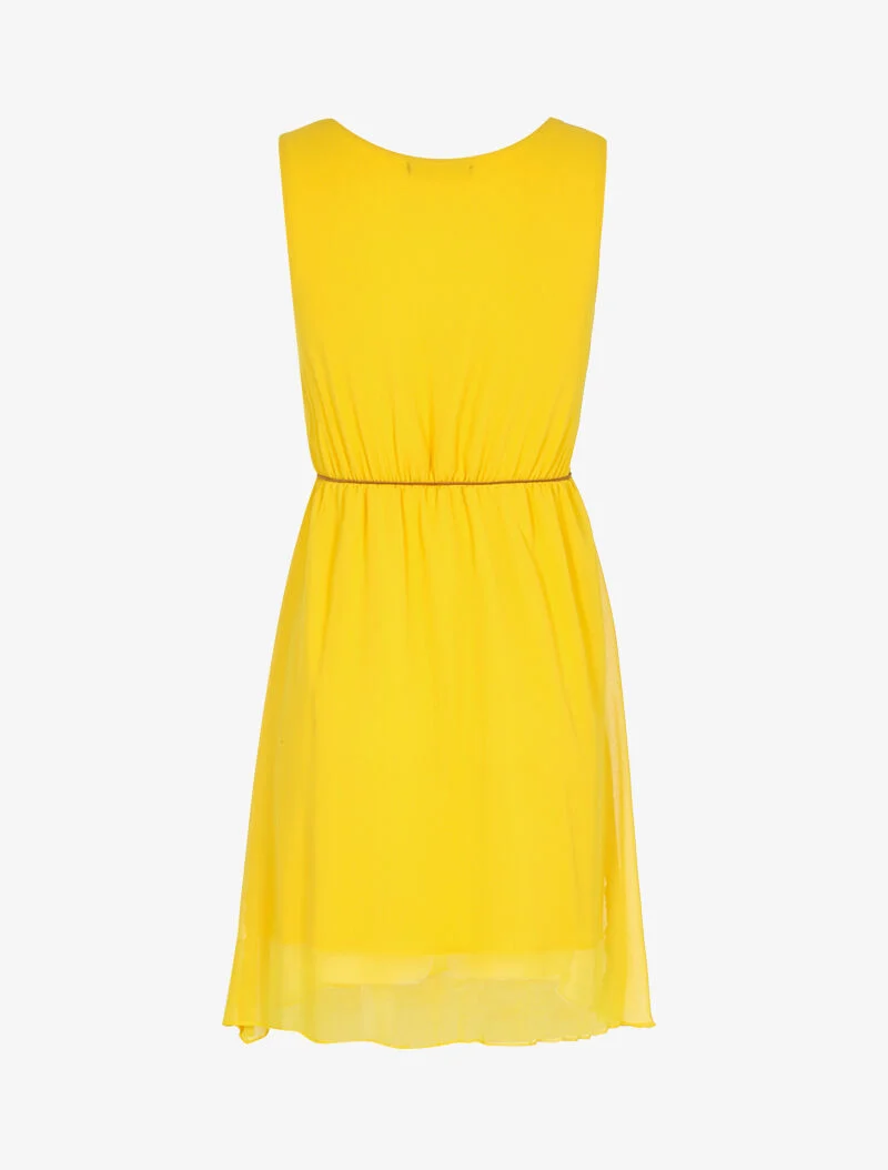 Fließendes Kleid mit Gürtel - gelb