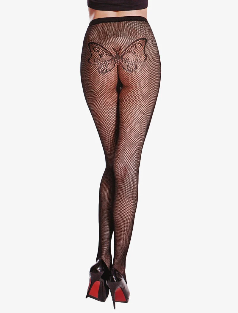 Schmetterlingsbedruckte Strumpfhose - schwarz