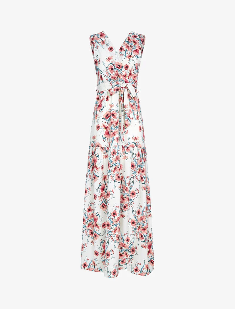 Kleid mit Blumenmuster - Ecru