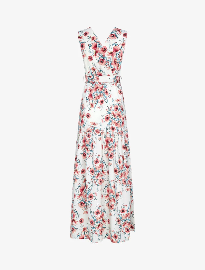 Kleid mit Blumenmuster - Ecru
