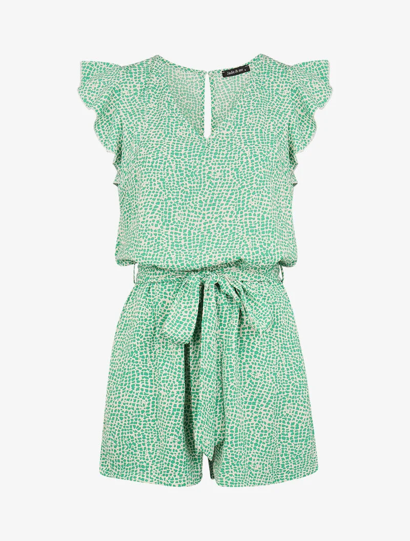Gepunkteter Jumpsuit - Grün