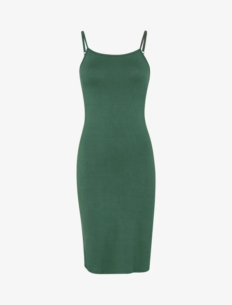 Einfarbiges Basic-Kleid - Grün