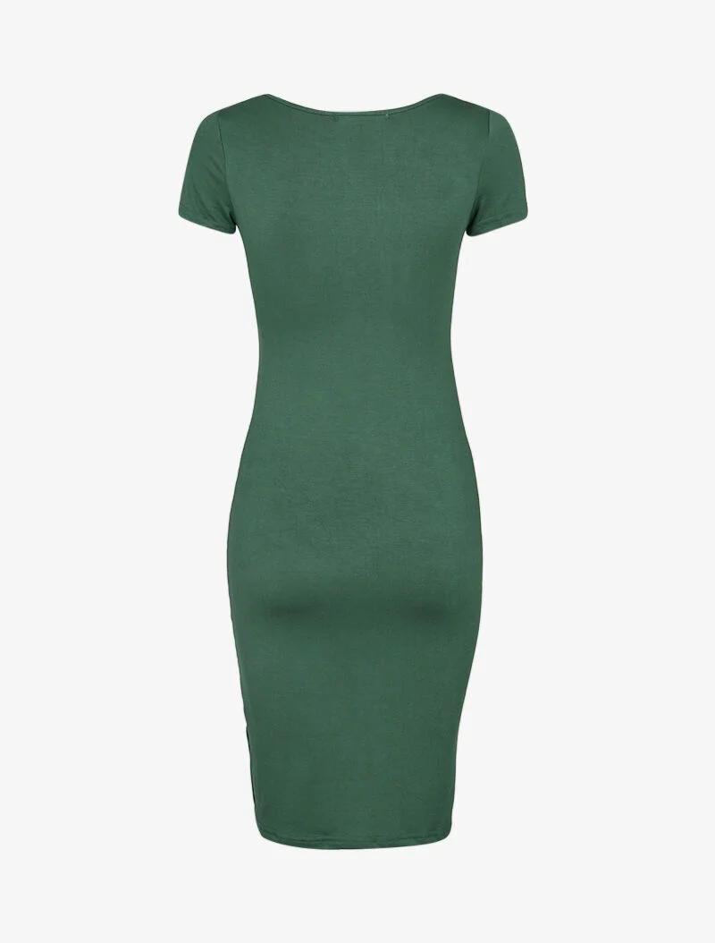 Einfaches Kleid mit kurzen Ärmeln - Grün