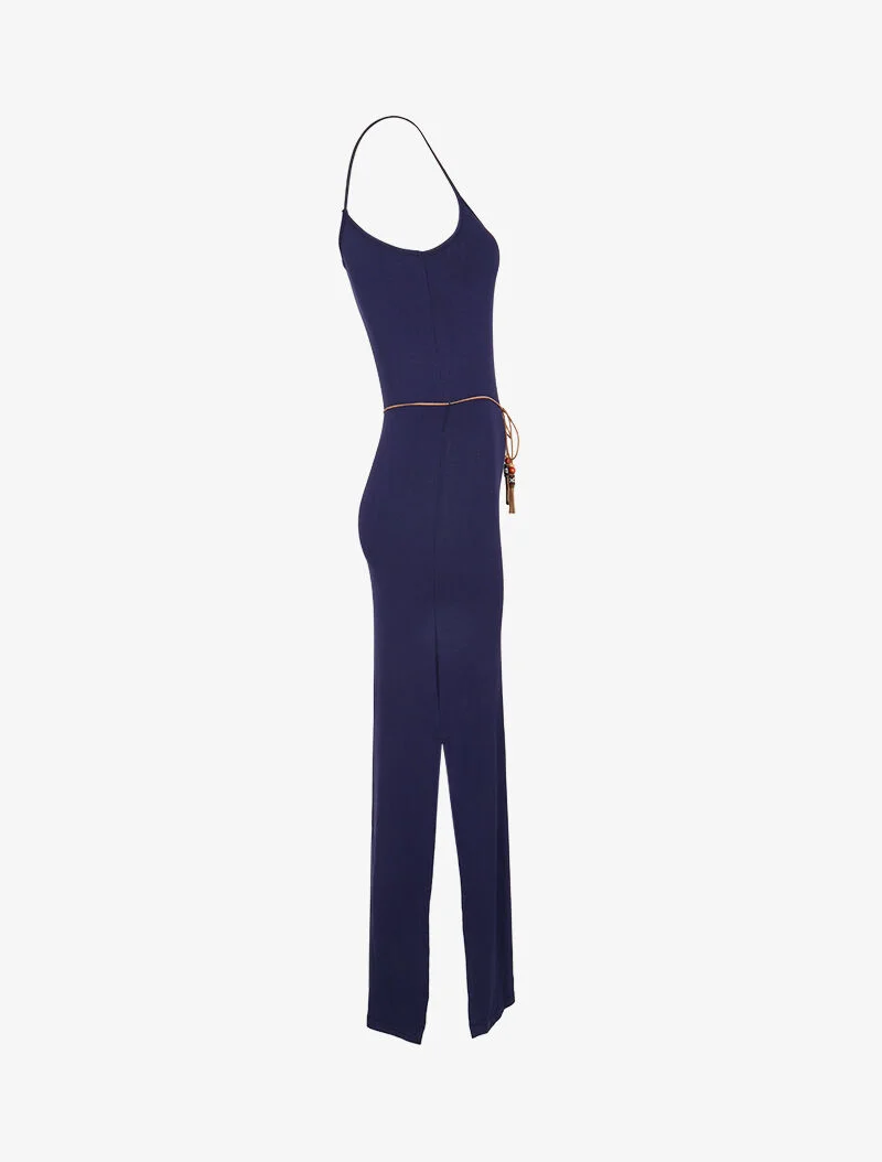 Kleid mit geschlitzten Seiten - Marine