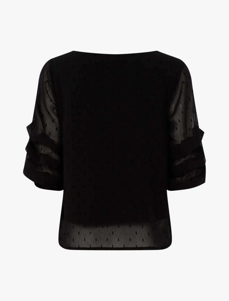 Bluse aus feinem Voile mit grafischen Punkten - schwarz