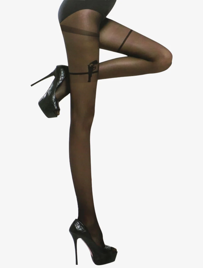Strumpfhosen mit Revolver-Details - schwarz
