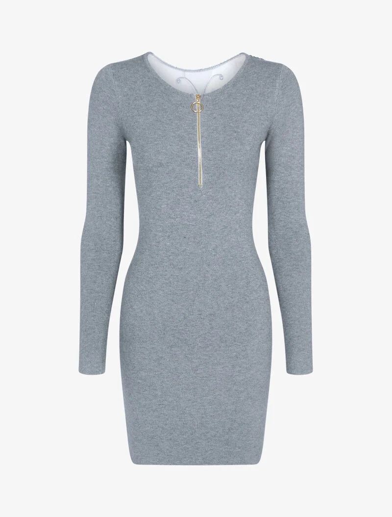 Pulloverkleid mit Schmetterlingsdetail - Hellgrau