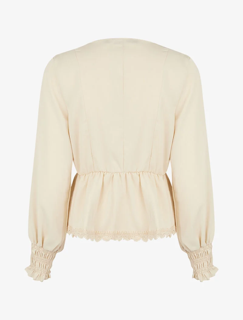Top fließend mit Häkel-Details - beige