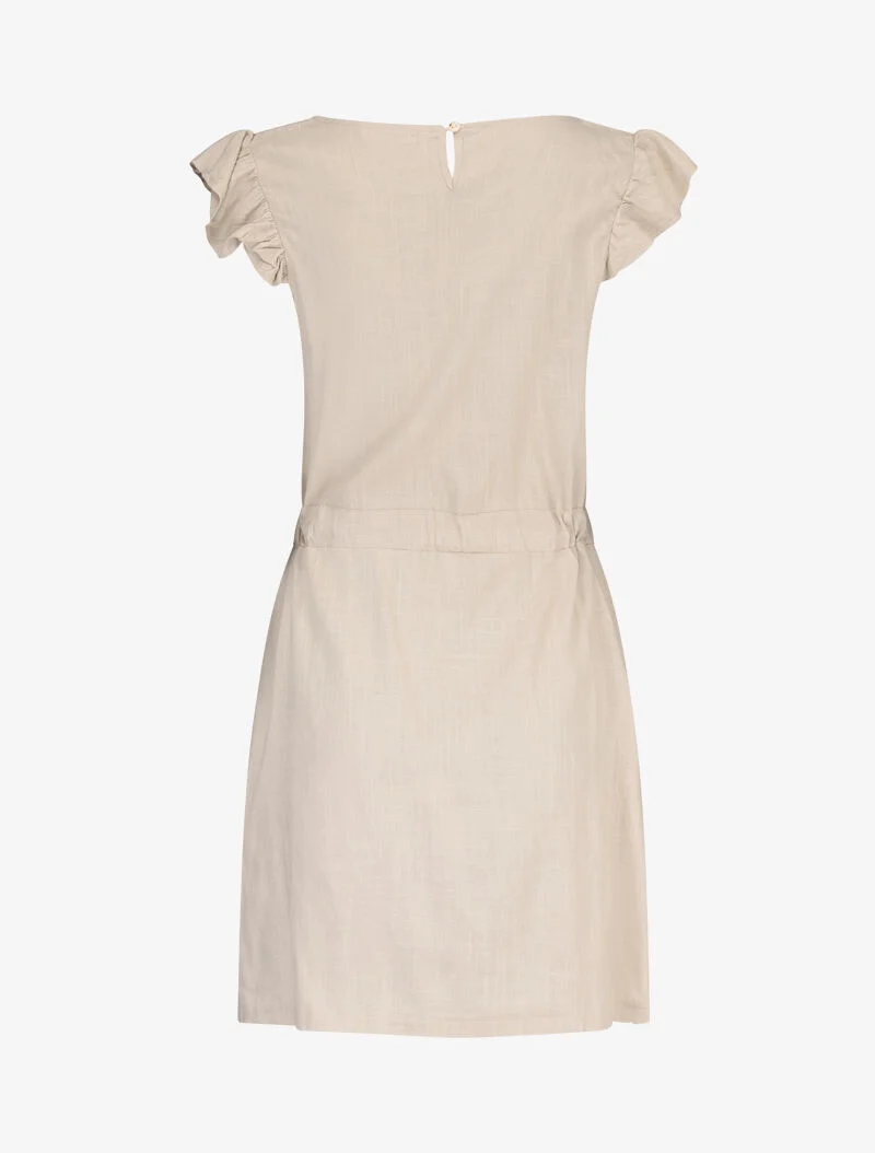 Kleid aus Baumwolle mit Rüschenärmeln - beige