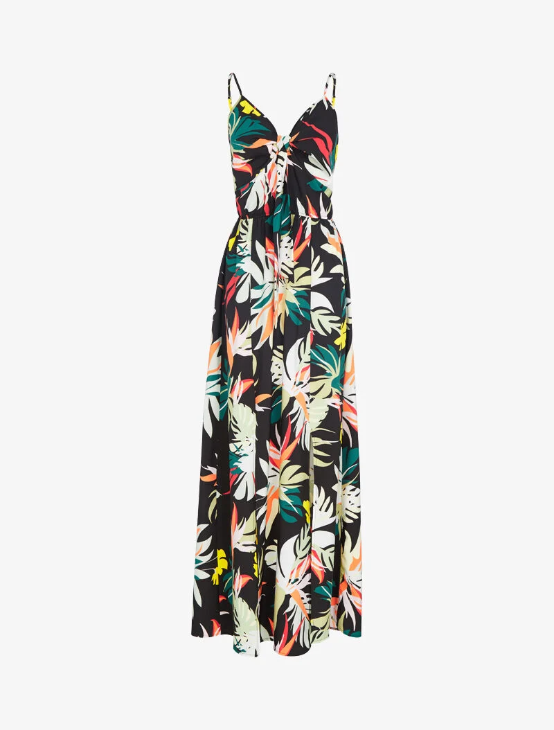 Kleid mit Sommerblumenmuster - schwarz