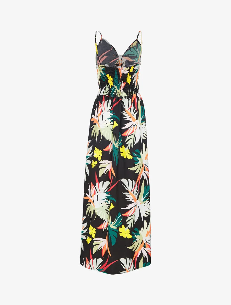 Kleid mit Sommerblumenmuster - schwarz