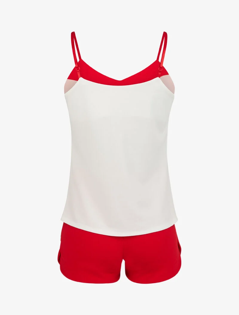 Strassiertes Tanktop und Shorts-Set - Rot