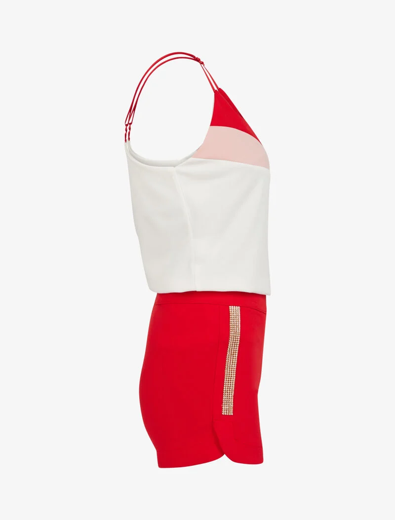 Strassiertes Tanktop und Shorts-Set - Rot