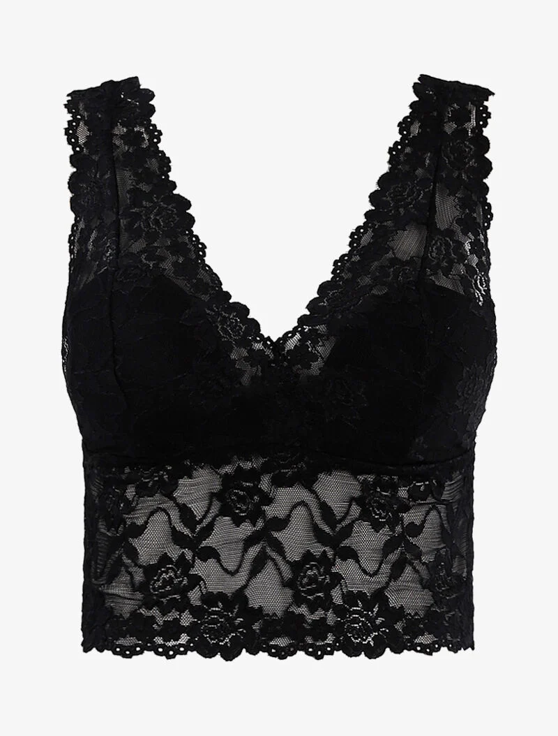 Spitzen-Crop-Top - schwarz