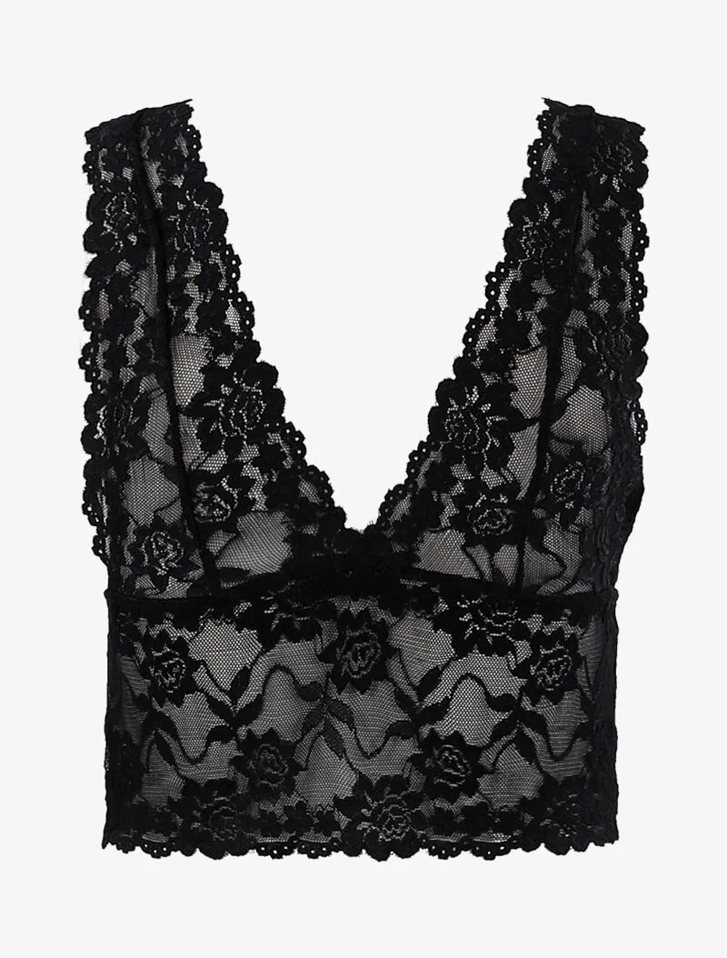 Spitzen-Crop-Top - schwarz