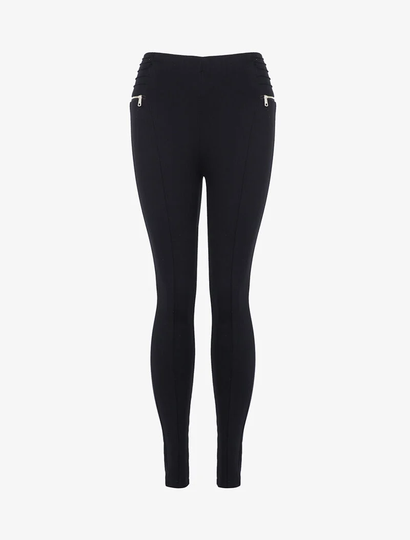 Leggings mit kontrastierenden Reißverschlüssen - schwarz