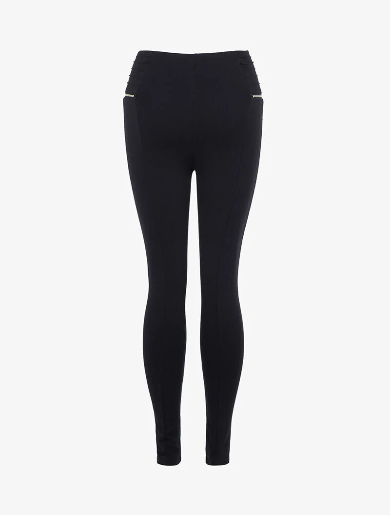 Leggings mit kontrastierenden Reißverschlüssen - schwarz