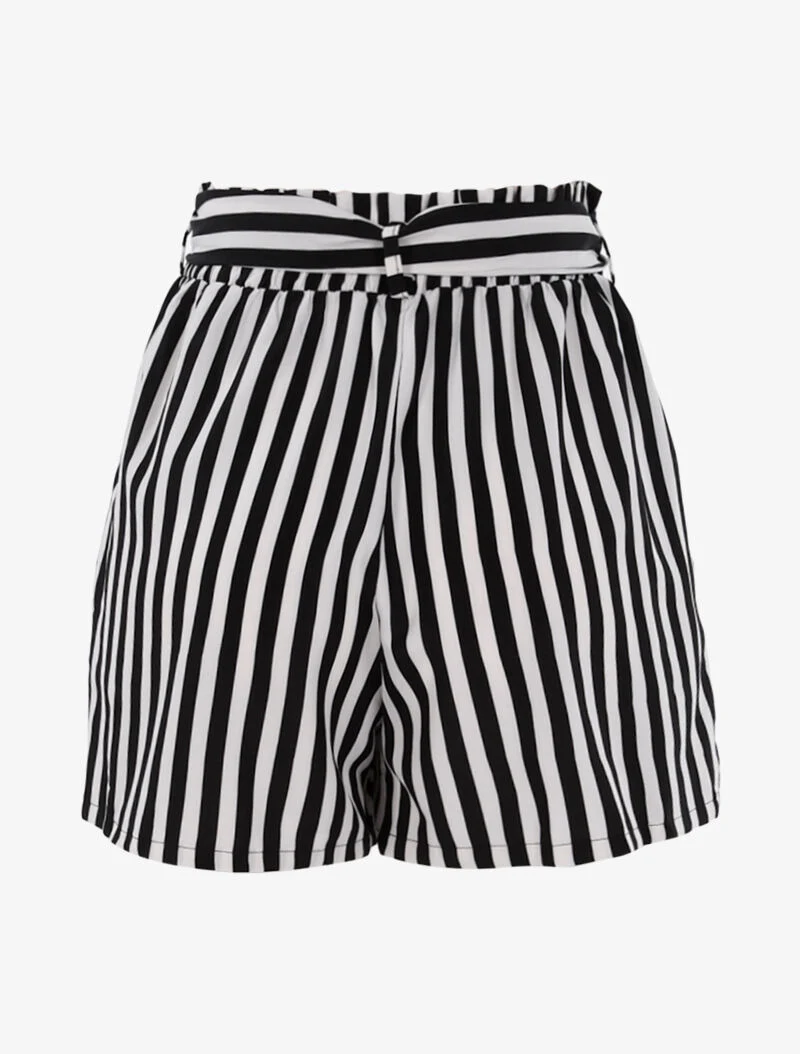 Gestreifte weite Shorts - schwarz