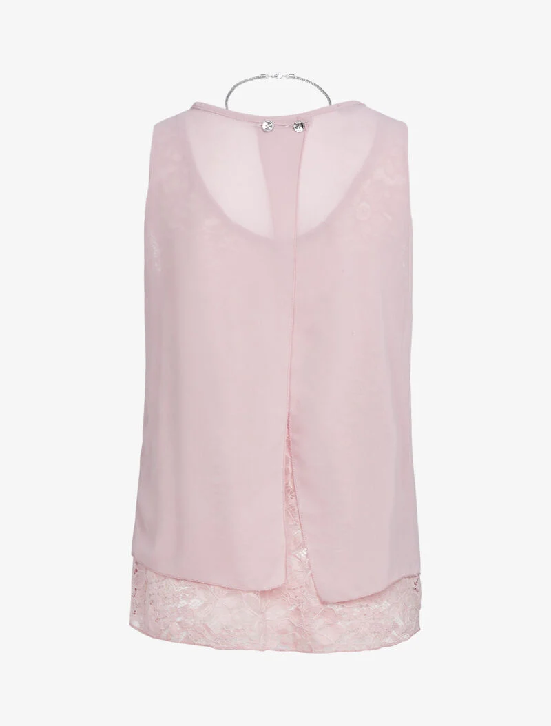 Rückenfreies Oberteil mit Spitze - Rose