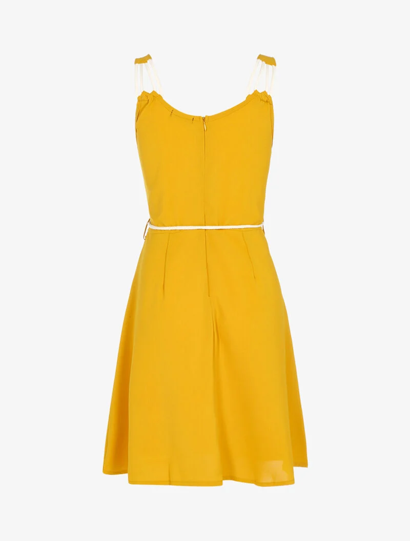 Kleid mit Trägern im Kordelstil - gelb