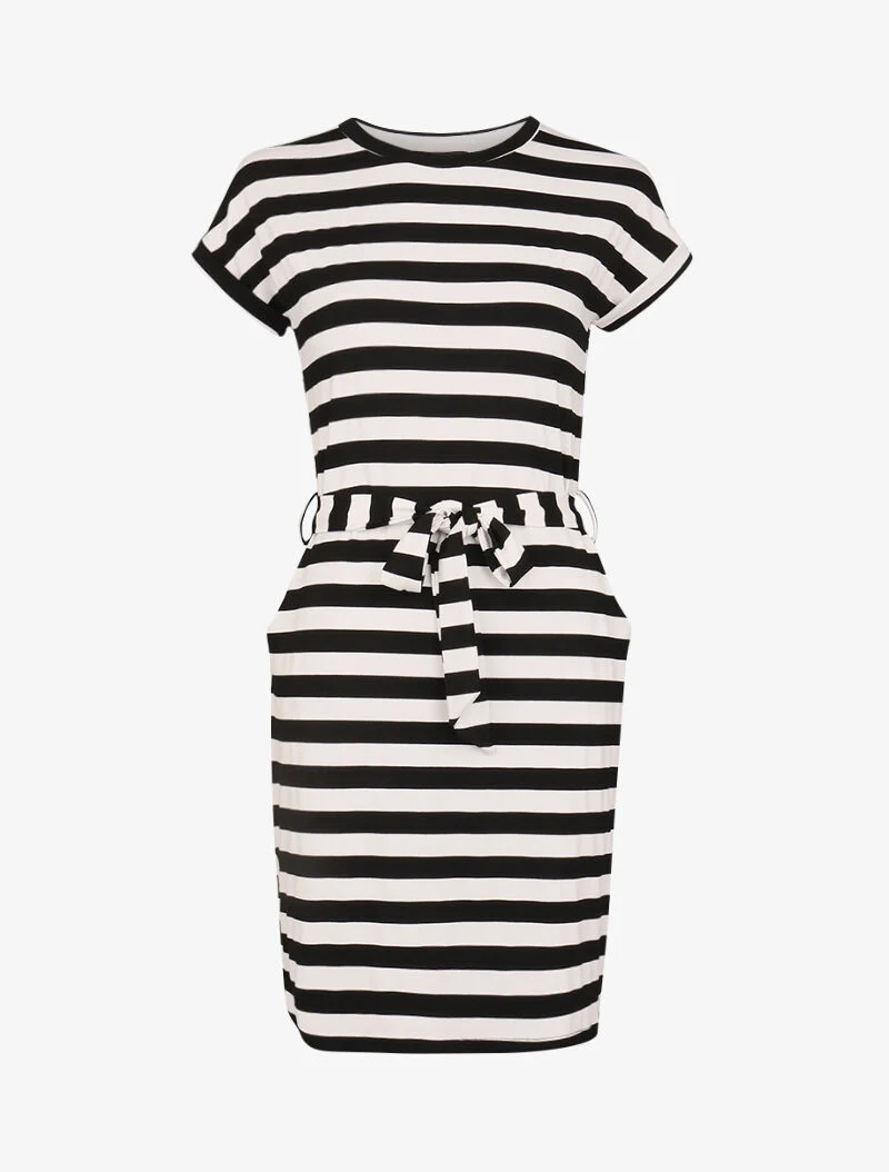 Streifenkleid-Shirt - schwarz