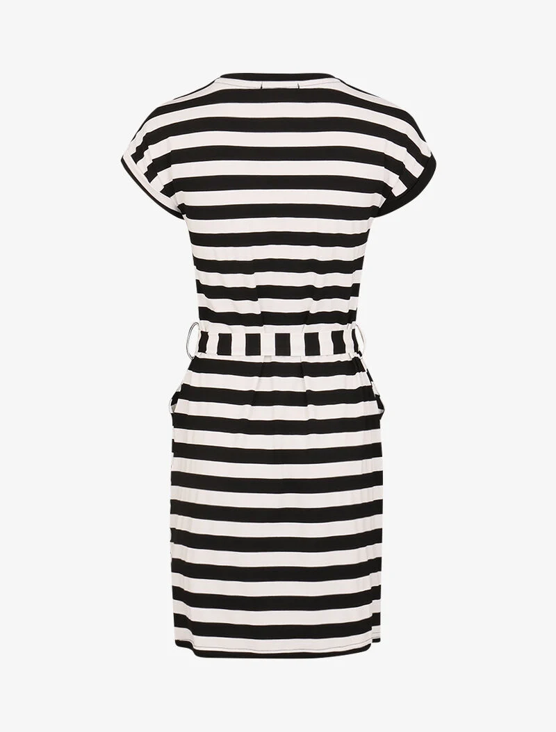 Streifenkleid-Shirt - schwarz