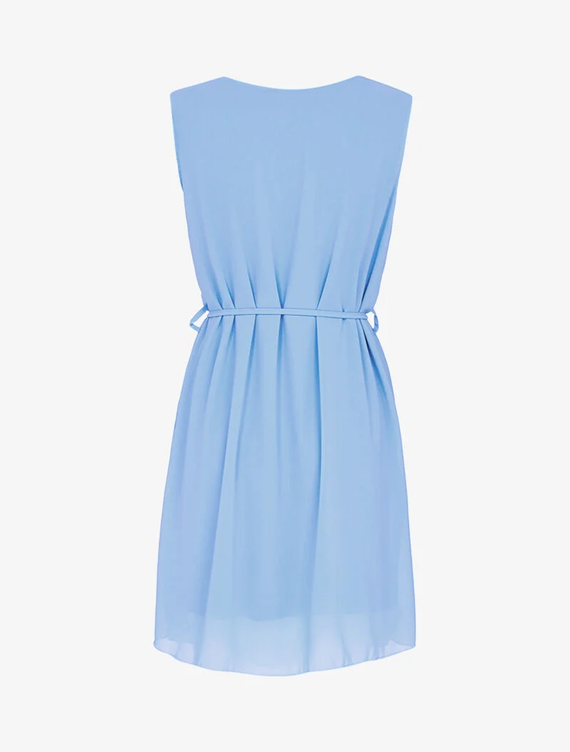 Kleid in A-Linie mit Schmuckkragen - Himmelblau