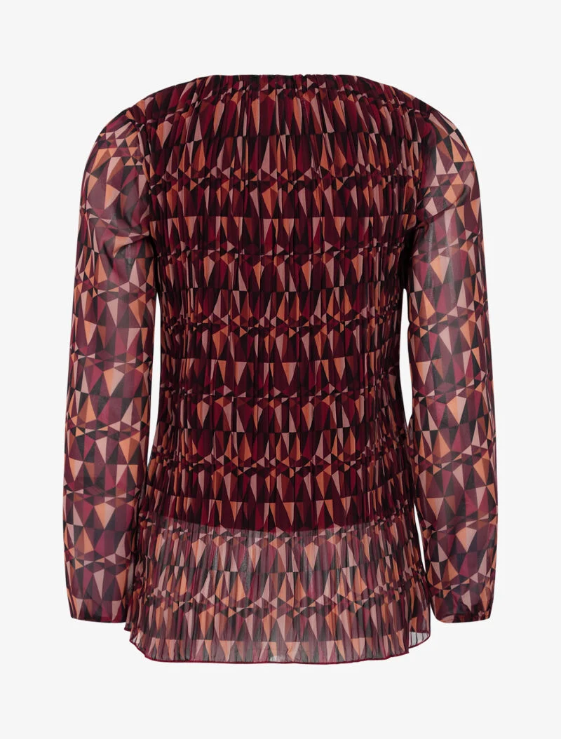 Grafische geometrisch bedruckte Bluse - Weinrot