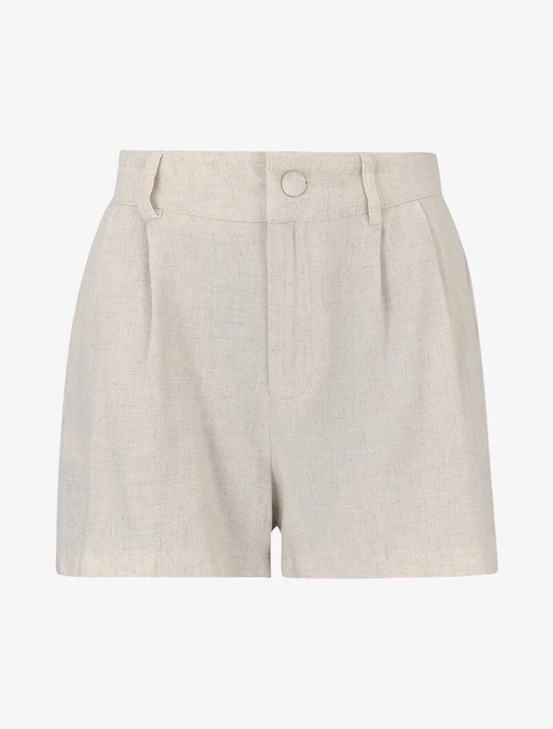 Kurze Hose aus Leinwand - beige