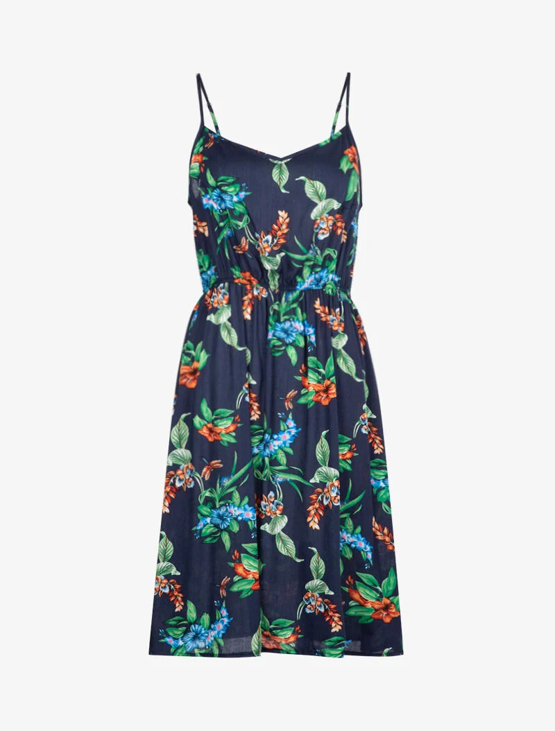 Kleid mit Frühlingsmuster - Marine