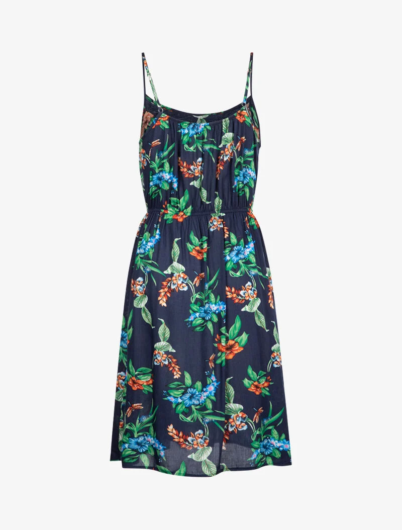 Kleid mit Frühlingsmuster - Marine