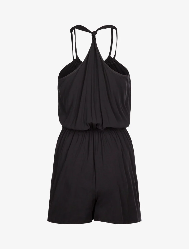 Fließender einfarbiger Jumpsuit - schwarz